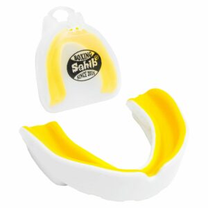 Sahib® Double Color Boxing Mouth Guard Gum Shield (White/Yellow)
