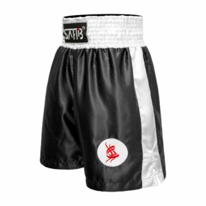 Sahib® Classic Professional Boxing Shorts for Men & Women Knee-Length Boxing Trunks Black/White