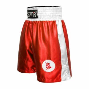 Sahib® Classic Professional Boxing Shorts for Men & Women Knee-Length Boxing Trunks Red/White