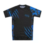 Blue short sleeve rash guard men’s style — durable rash guard shirt for MMA, gym, and bodybuilding
