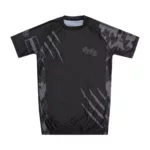 Gray plus size rash guard for men and women — short sleeve rash vest for MMA and CrossFit