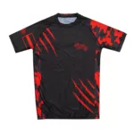 Red short sleeve MMA rash guard for men — high-performance rash vest for grappling and swimming