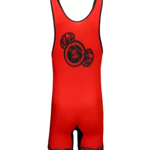 Youth red wrestling singlet — high-quality freestyle singlet for USA wrestling tournaments and training