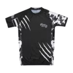 White men’s short sleeve rash guard for BJJ, MMA, and swim — breathable rash vest with UV protection