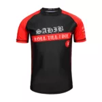 Sahib Roll Till I Die Red Belt Ranked BJJ Rashguard Front View