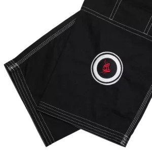 Sahib UAE Series V2 Black Kimono with White Contrast – Trouser Embroidery Close-up