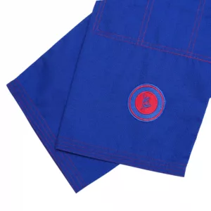 Sahib UAE Series V2 Blue Kimono with Red Contrast – Trouser Embroidery Close-up