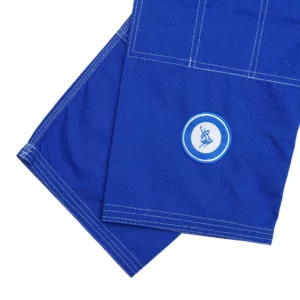 Sahib UAE Series V2 Blue Kimono with White Contrast – Trouser Embroidery Close-up